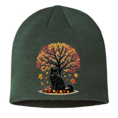 Fall Leaves Hello Autumn Cat Tree Thanksgiving Sustainable Beanie