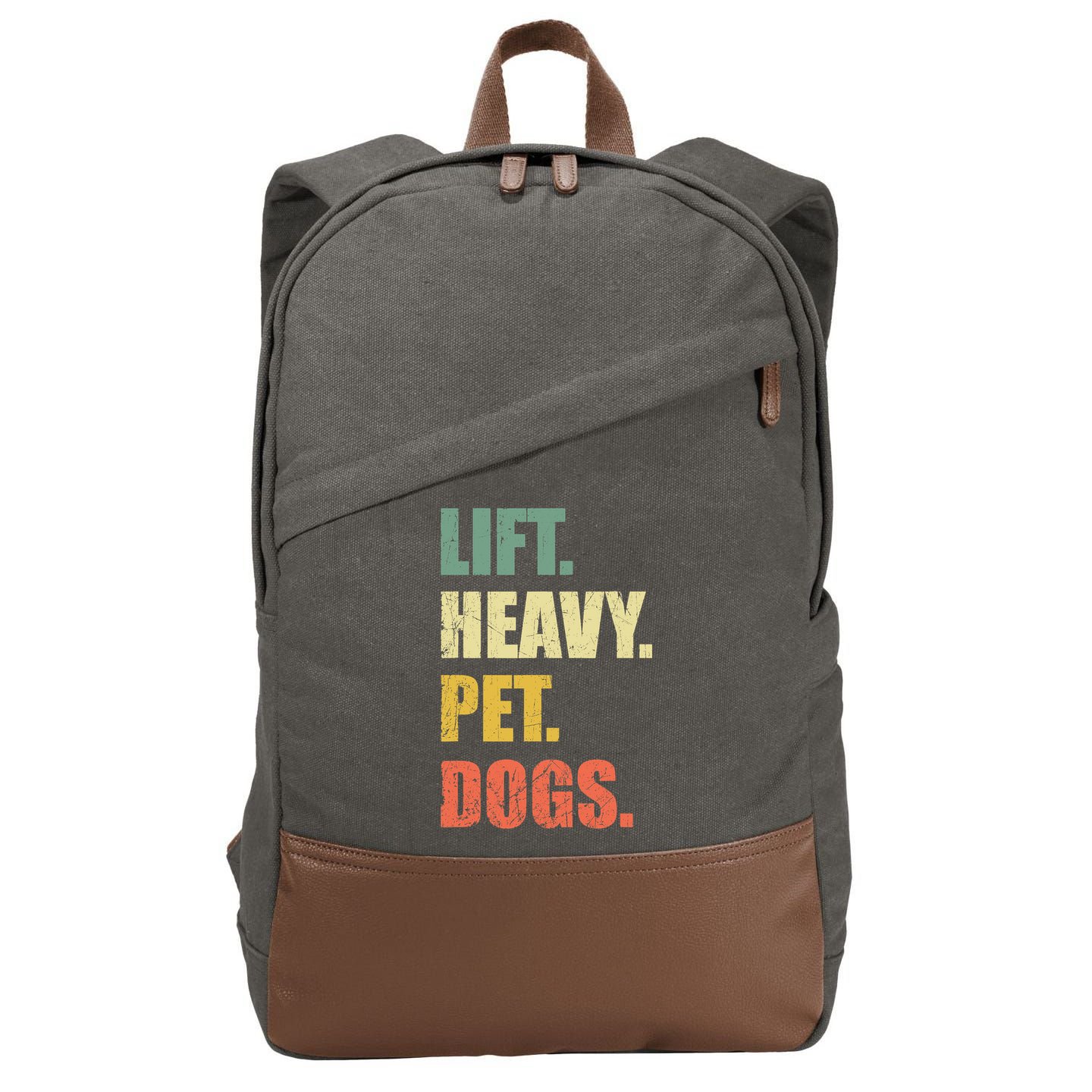 Funny Lift Heavy Pet Dogs Gym Fitness Weight Lifting Cotton Canvas Backpack