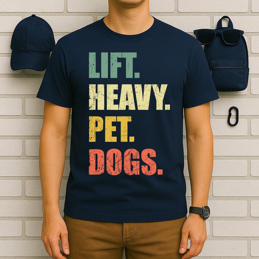 Funny Lift Heavy Pet Dogs Gym Fitness Weight Lifting T-Shirt