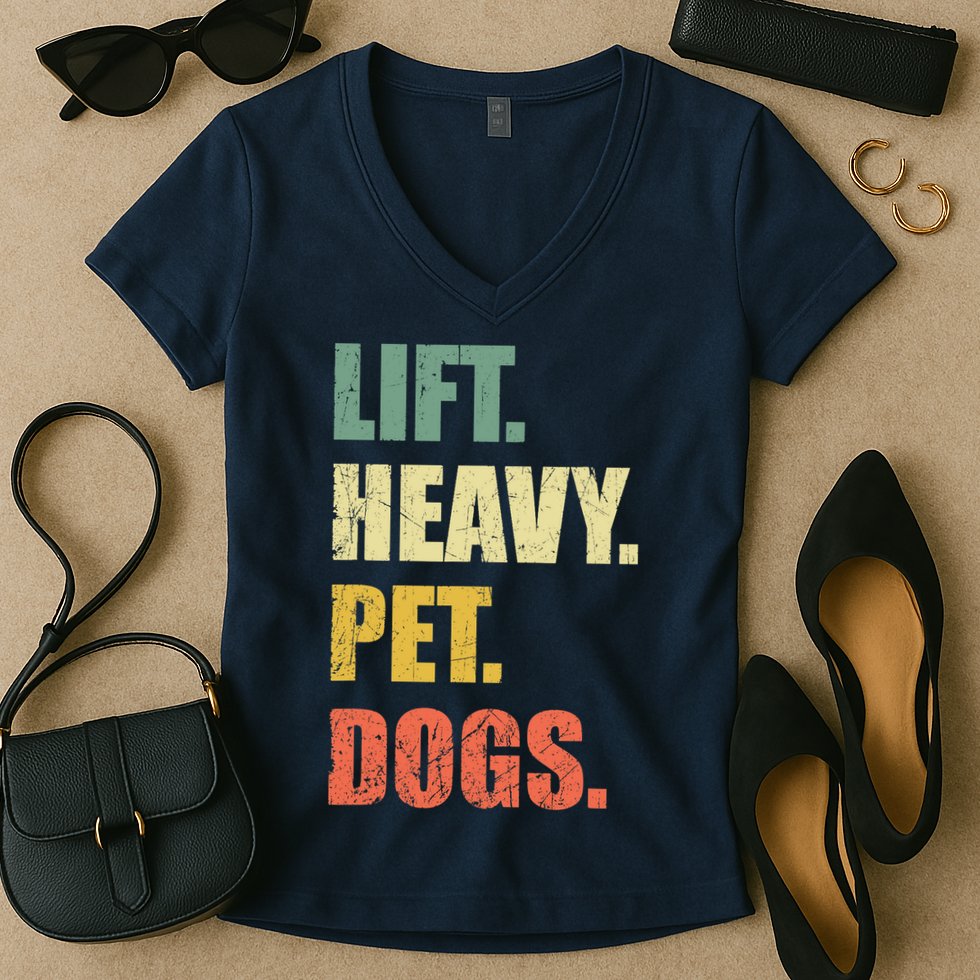 Funny Lift Heavy Pet Dogs Gym Fitness Weight Lifting Women's V-Neck T-Shirt