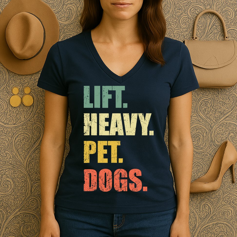 Funny Lift Heavy Pet Dogs Gym Fitness Weight Lifting Women's V-Neck T-Shirt