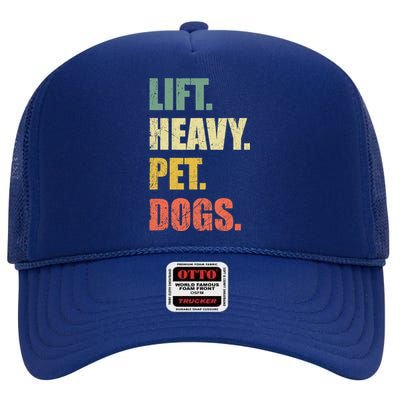 Funny Lift Heavy Pet Dogs Gym Fitness Weight Lifting High Crown Mesh Back Trucker Hat