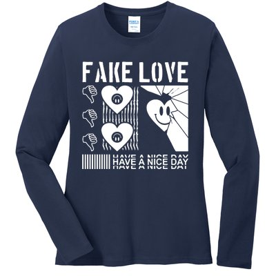 Fake Love Have A Nice Day Contemporary Ladies Long Sleeve Shirt