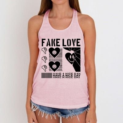 Fake Love Have A Nice Day Contemporary Women's Knotted Racerback Tank