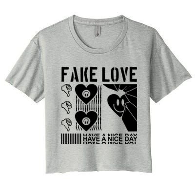 Fake Love Have A Nice Day Contemporary Women's Crop Top Tee