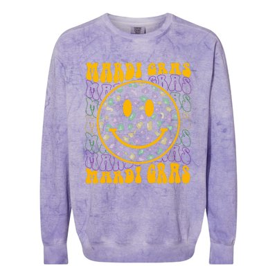 Funny Leopard Hippie Face Groovy Mardi Gras Colorblast Crewneck Sweatshirt