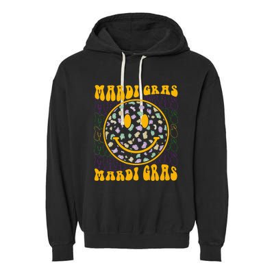 Funny Leopard Hippie Face Groovy Mardi Gras Garment-Dyed Fleece Hoodie