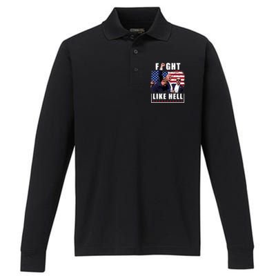 Fight Like Hell Trump Fight American Trump Stronger 2024 Performance Long Sleeve Polo