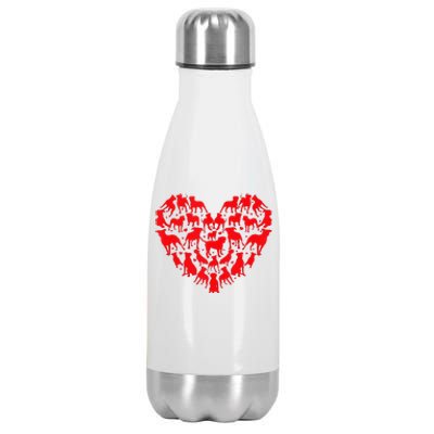 Funny Love Heart American Bulldog Valentine's Day Stainless Steel Insulated Water Bottle