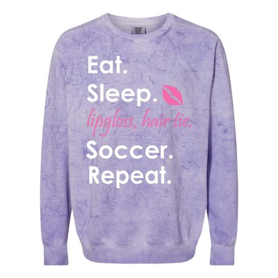 Funny Lipgloss, Hair Tie, Eat, Sleep and Soccer Colorblast Crewneck Sweatshirt