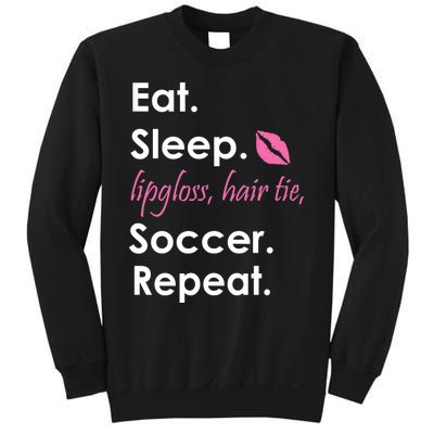 Funny Lipgloss, Hair Tie, Eat, Sleep and Soccer Sweatshirt