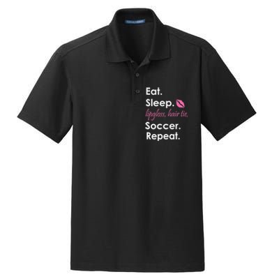 Funny Lipgloss, Hair Tie, Eat, Sleep and Soccer Dry Zone Grid Polo