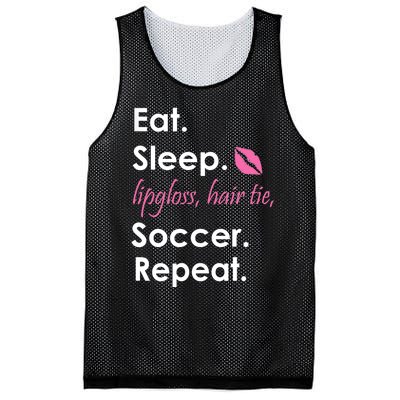 Funny Lipgloss, Hair Tie, Eat, Sleep and Soccer Mesh Reversible Basketball Jersey Tank