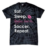 Funny Lipgloss, Hair Tie, Eat, Sleep and Soccer Tie-Dye T-Shirt