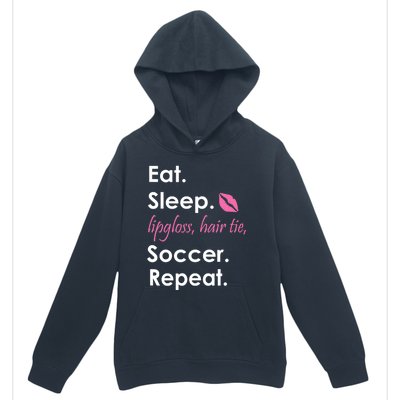 Funny Lipgloss, Hair Tie, Eat, Sleep and Soccer Urban Pullover Hoodie