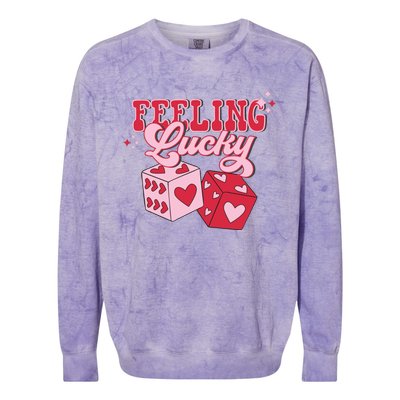 Feeling Lucky Hearts Dice Graphic Colorblast Crewneck Sweatshirt