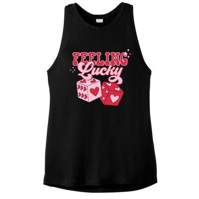 Feeling Lucky Hearts Dice Graphic Ladies PosiCharge Tri-Blend Wicking Tank