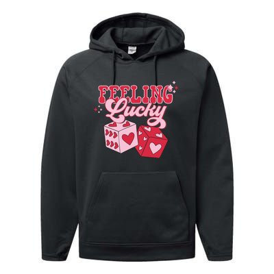 Feeling Lucky Hearts Dice Graphic Performance Fleece Hoodie