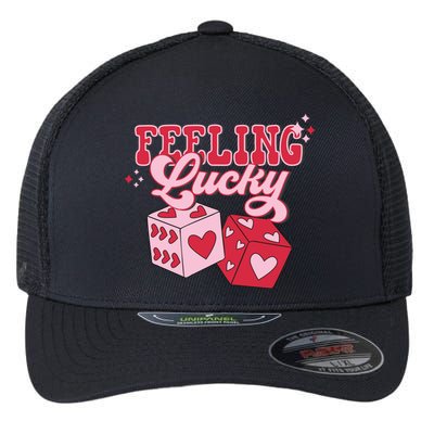 Feeling Lucky Hearts Dice Graphic Flexfit Unipanel Trucker Cap