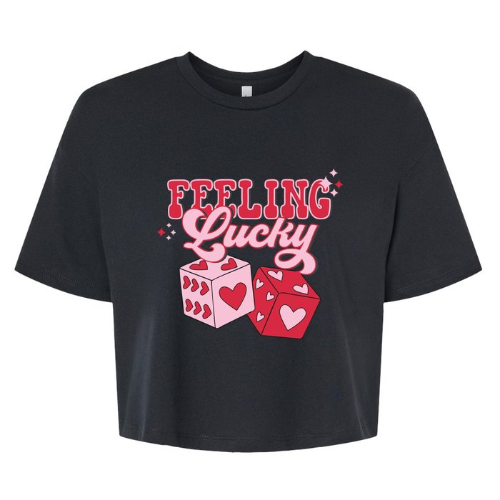 Feeling Lucky Hearts Dice Graphic Bella+Canvas Jersey Crop Tee