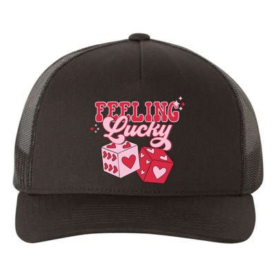 Feeling Lucky Hearts Dice Graphic Yupoong Adult 5-Panel Trucker Hat