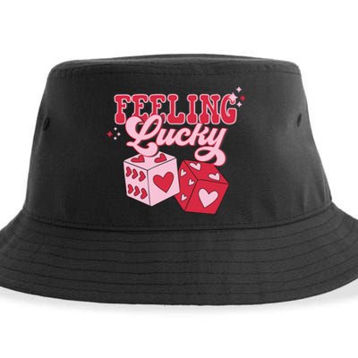 Feeling Lucky Hearts Dice Graphic Sustainable Bucket Hat