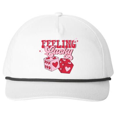 Feeling Lucky Hearts Dice Graphic Snapback Five-Panel Rope Hat