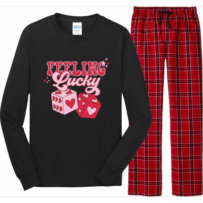 Feeling Lucky Hearts Dice Graphic Long Sleeve Pajama Set