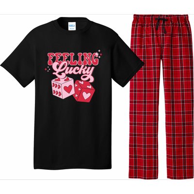 Feeling Lucky Hearts Dice Graphic Pajama Set