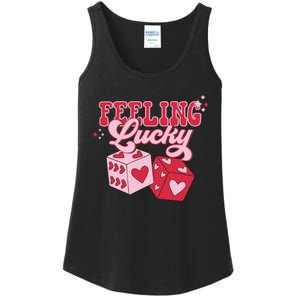 Feeling Lucky Hearts Dice Graphic Ladies Essential Tank