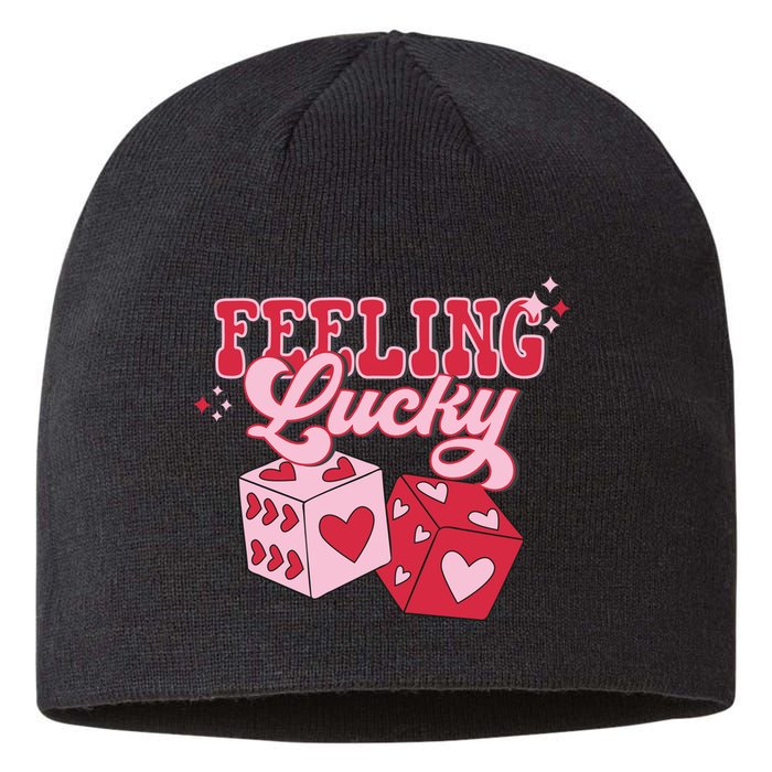 Feeling Lucky Hearts Dice Graphic Sustainable Beanie