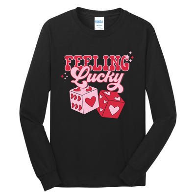 Feeling Lucky Hearts Dice Graphic Tall Long Sleeve T-Shirt