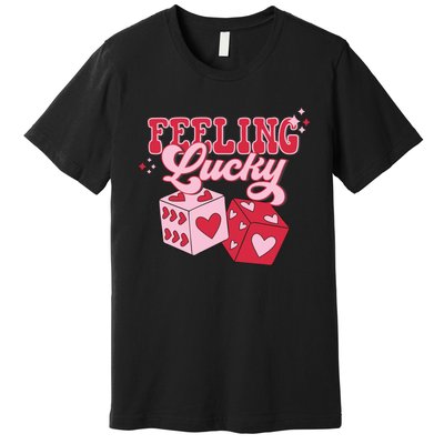 Feeling Lucky Hearts Dice Graphic Premium T-Shirt