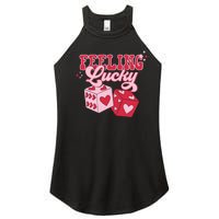 Feeling Lucky Hearts Dice Graphic Women’s Perfect Tri Rocker Tank