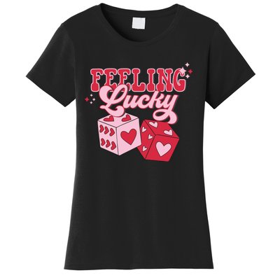 Feeling Lucky Hearts Dice Graphic Women's T-Shirt