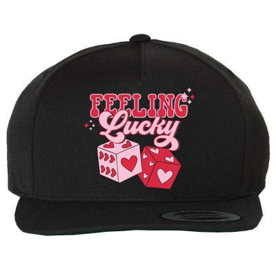 Feeling Lucky Hearts Dice Graphic Wool Snapback Cap