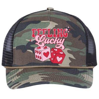 Feeling Lucky Hearts Dice Graphic Retro Rope Trucker Hat Cap