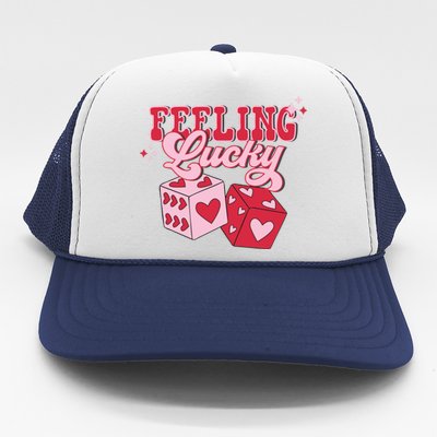 Feeling Lucky Hearts Dice Graphic Trucker Hat