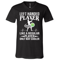 Funny Left Handed Player Like A Regular Player Only Cooler Pickle Paddle Ball V-Neck T-Shirt