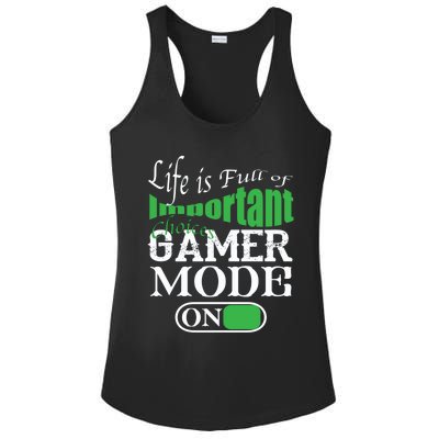 Funny Life Is Full Of Important Choices Gamer Mode On Gift Cool Gift Ladies PosiCharge Competitor Racerback Tank