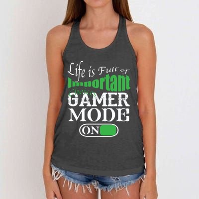 Funny Life Is Full Of Important Choices Gamer Mode On Gift Cool Gift Women's Knotted Racerback Tank