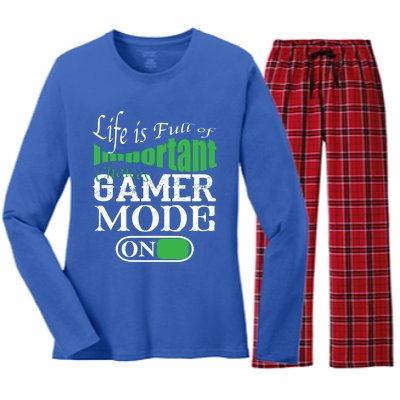 Funny Life Is Full Of Important Choices Gamer Mode On Gift Cool Gift Women's Long Sleeve Flannel Pajama Set 