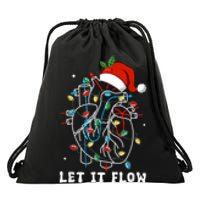 Funny Let It Flow Anatomy Heart Cardiac Nurse Santa Hat Xmas Drawstring Bag