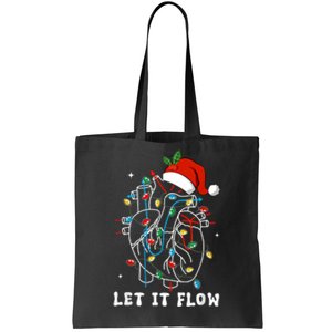 Funny Let It Flow Anatomy Heart Cardiac Nurse Santa Hat Xmas Tote Bag