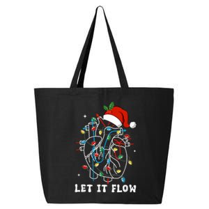 Funny Let It Flow Anatomy Heart Cardiac Nurse Santa Hat Xmas 25L Jumbo Tote