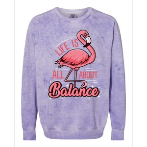 Flamingo Life Is All About Balance Cute Flamingo Funny Gift Colorblast Crewneck Sweatshirt