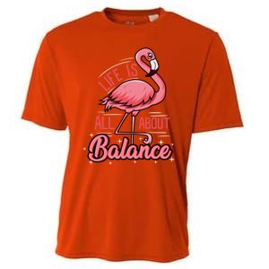 Flamingo Life Is All About Balance Cute Flamingo Funny Gift Cooling Performance Crew T-Shirt