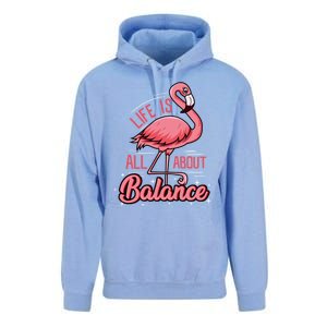 Flamingo Life Is All About Balance Cute Flamingo Funny Gift Unisex Surf Hoodie