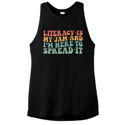 Funny Literacy Is My Jam And IM Here To Spread It Ladies PosiCharge Tri-Blend Wicking Tank