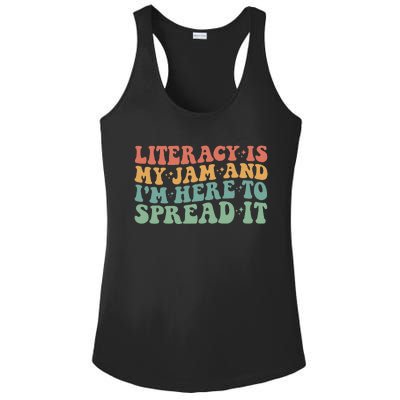 Funny Literacy Is My Jam And IM Here To Spread It Ladies PosiCharge Competitor Racerback Tank